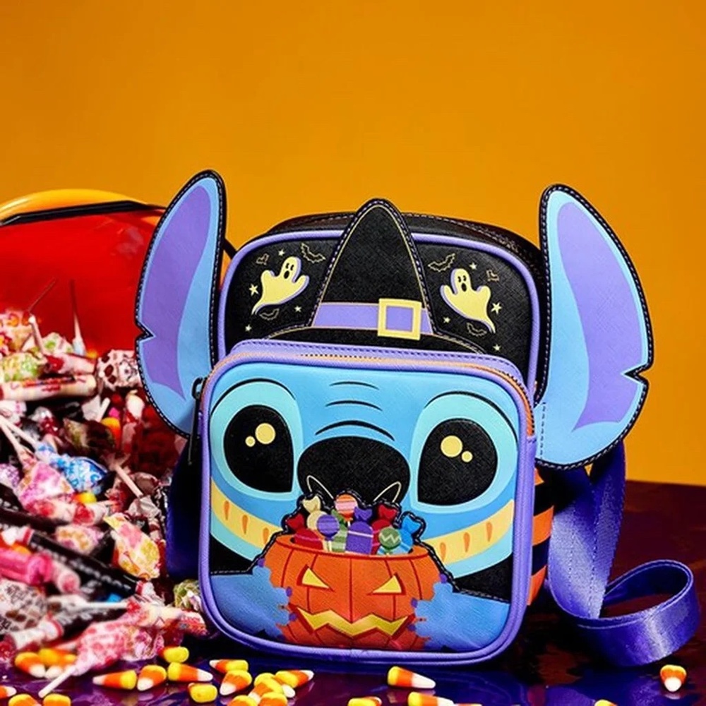 Loungefly Stitch Halloween Candy Glow in the Dark Passport Bag